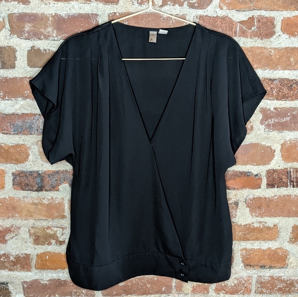 xxi‎ Exclusive Large Black Sheer Cap Sleeve Wrap Top